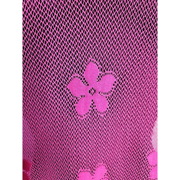 Jantzen Vtg Large Pink Floral Lace Triangle Fringe Scarf Shawl Wrap Boho 72x50" - Picture 3 of 5